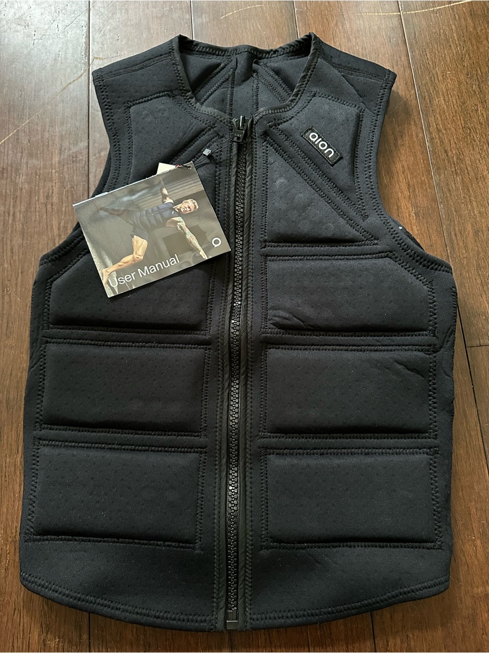 aion Black Padded Zip Front Vest